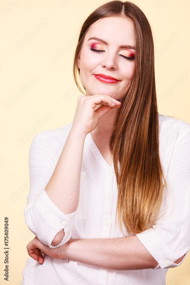 Attractive woman with thinking and contemplating Attractive woman with thinking and contemplating