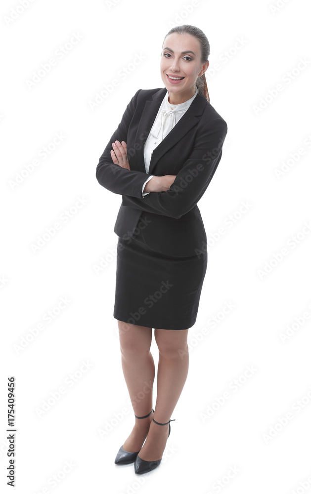 smiling female Manager.portrait in full growth smiling female Manager.portrait in full growth