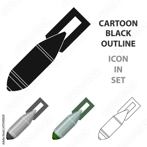 Military aerial bomb icon in cartoon style isolated on white background. Military and army symbol stock vector illustration