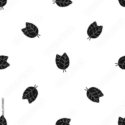 Two basil leaves pattern seamless black