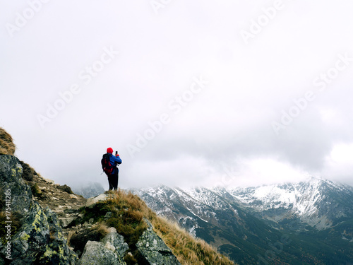 Hiking in the mountains, autumn, clods