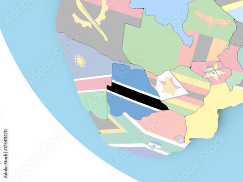 Botswana with flag on globe © harvepino