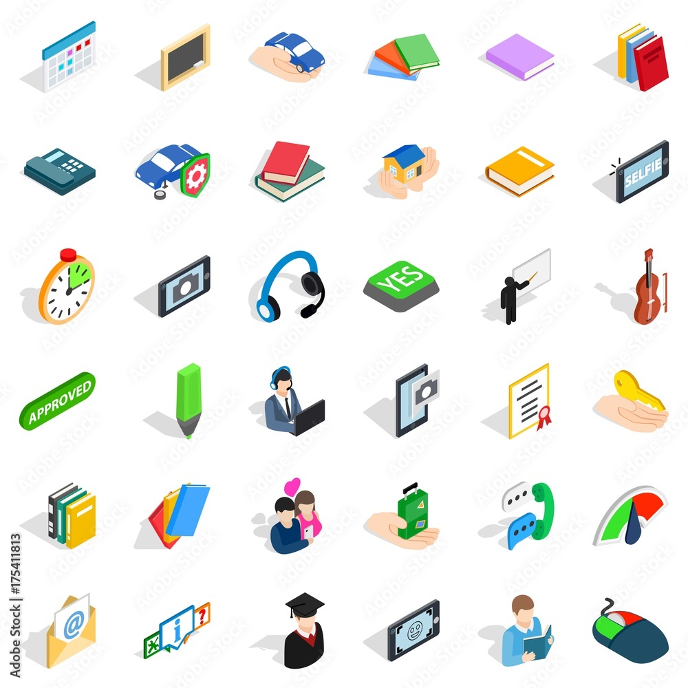 Indicator icons set, isometric style Indicator icons set, isometric style