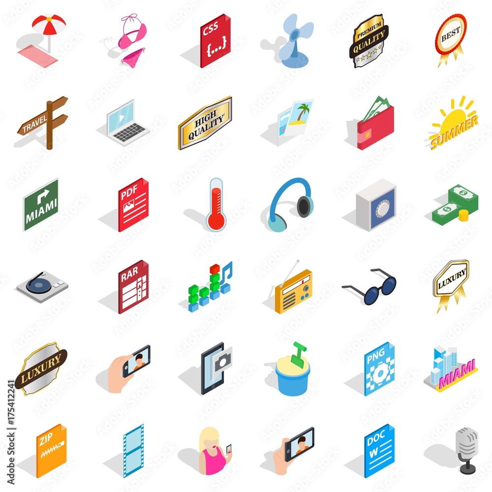 Hdd icons set, isometric style Hdd icons set, isometric style