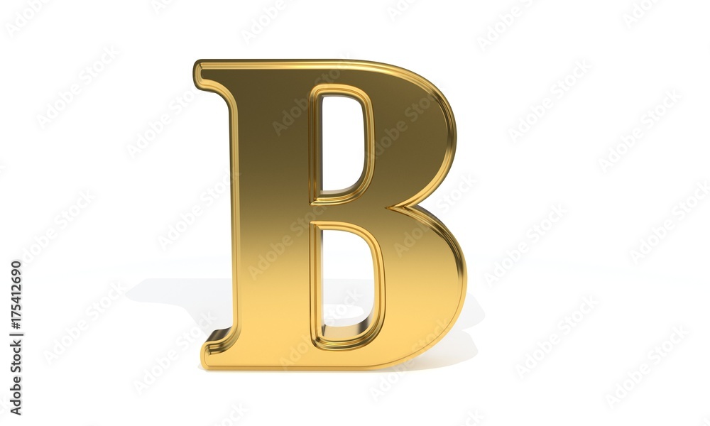 B gold colored alphabet, 3d rendering B gold colored alphabet, 3d rendering