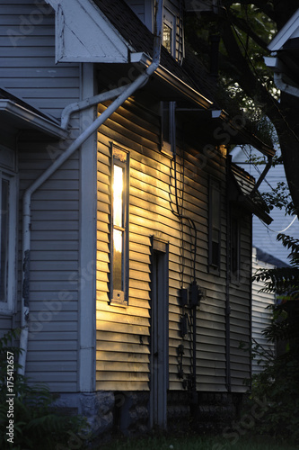 setting sun on window