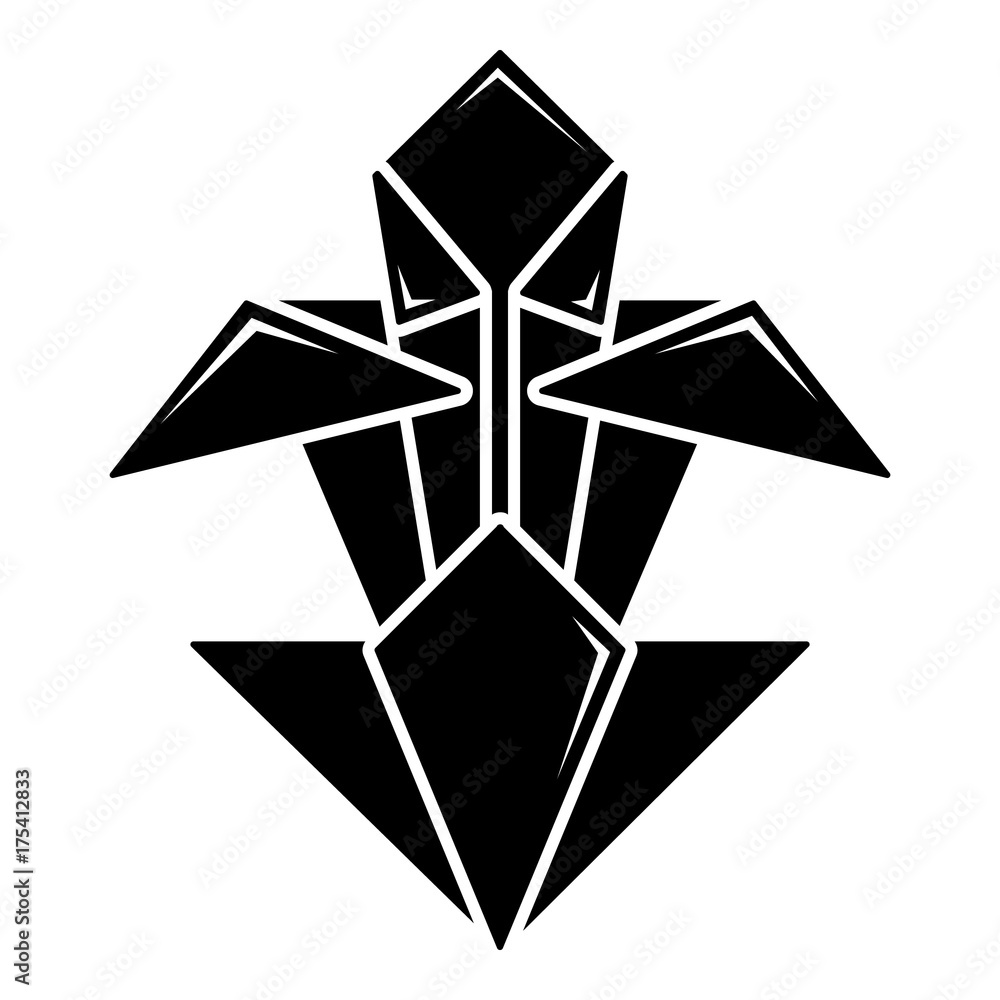 Fototapeta premium Origami flower icon, simple black style