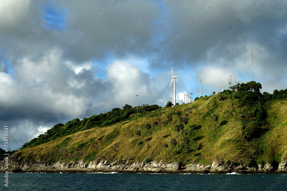 windmill for renewable energy on the island
