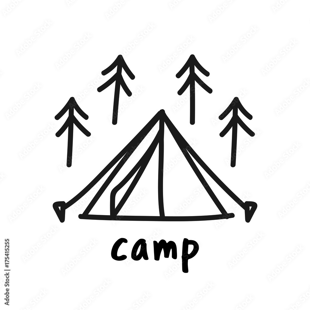 Illustration drawing style of camping icons collection Illustration drawing style of camping icons collection