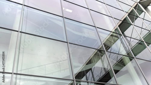 glass facade reflection, modern building 