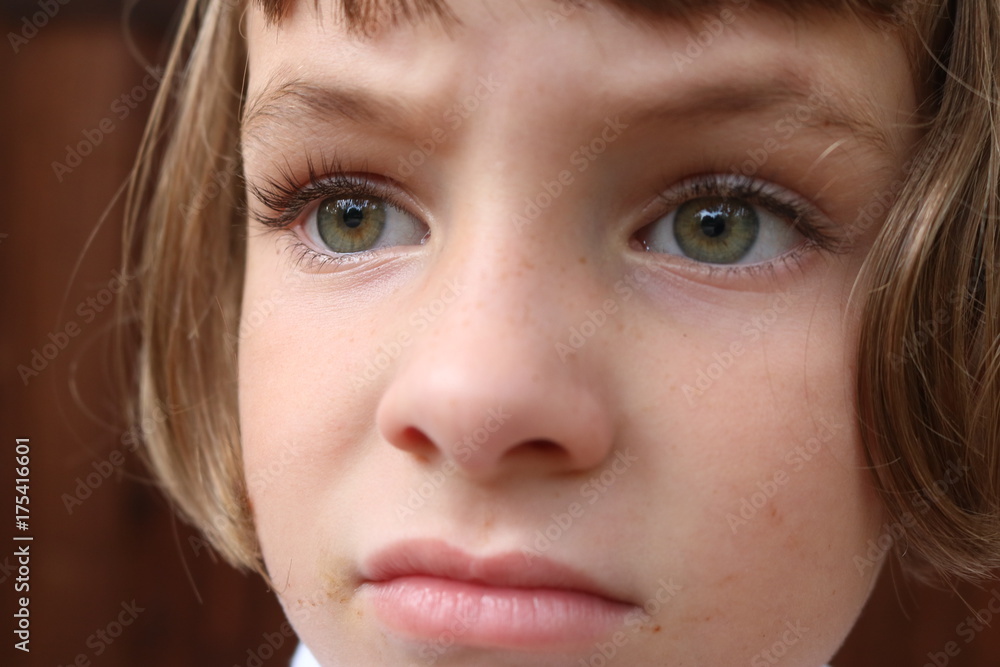 Close up portrait of a frustrated young girl Close up portrait of a frustrated young girl