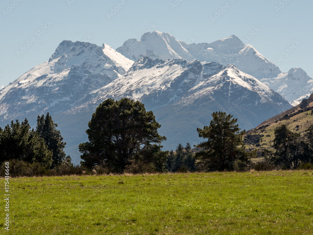 Snow clad mountains in New Zealand