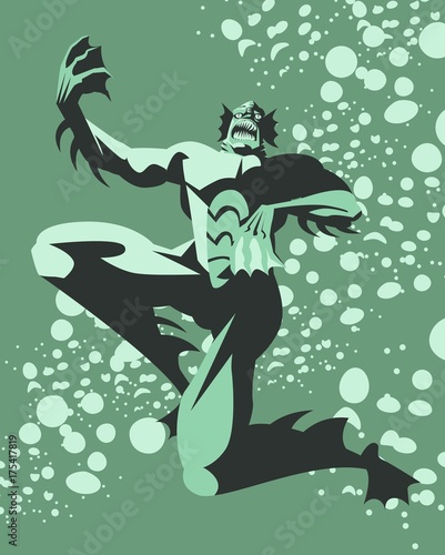 evil lagoon fish underwater swimming  monster
