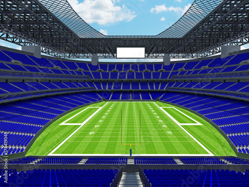 Modern American football Stadium with blue seats