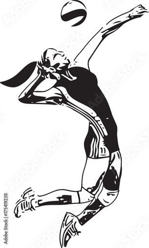 Illustration of volleyball player playing