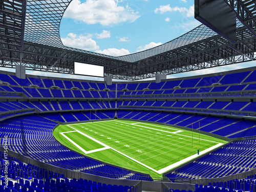 Modern American football Stadium with blue seats