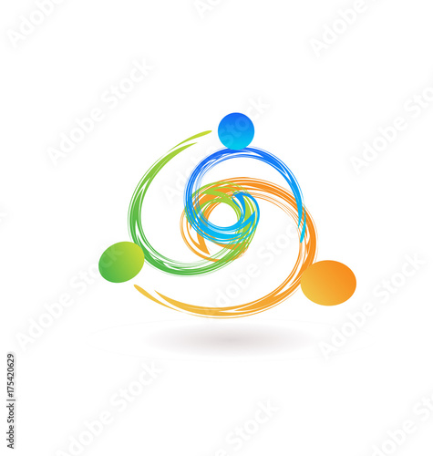 Teamwork people group succeeding together icon vector