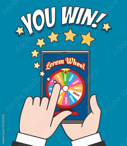 Online spin roulette gaming vector illustration. Fortune wheel game banner for online-casino photo