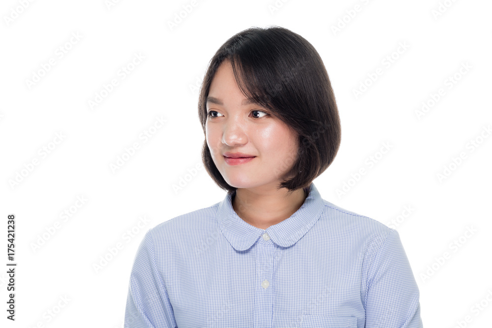 Beautiful  asian business woman portrait studio on white background