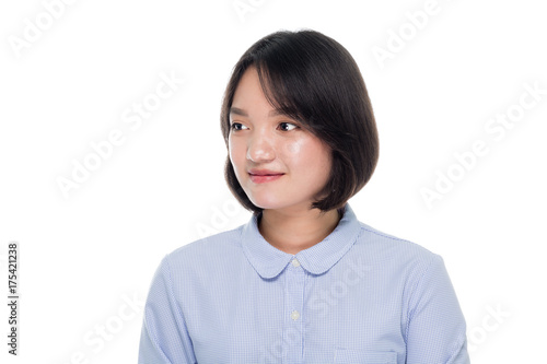 Beautiful  asian business woman portrait studio on white background © topphotoengineer