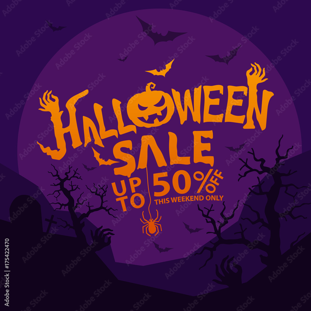 Halloween sale design template Vector illustration