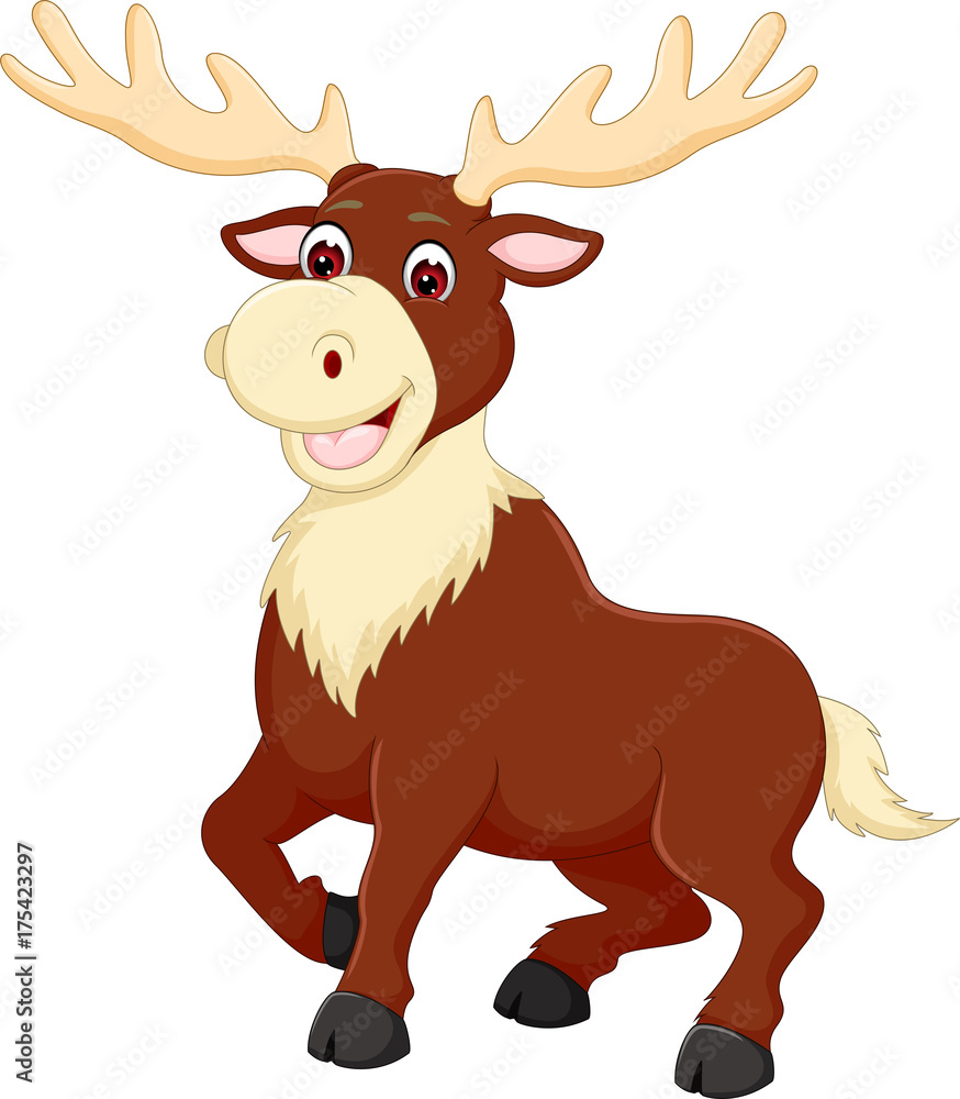 Fototapeta premium funny deer cartoon walking with smile