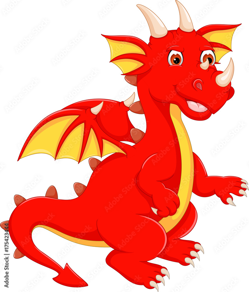 cute dragon cartoon standing with laughing cute dragon cartoon standing with laughing