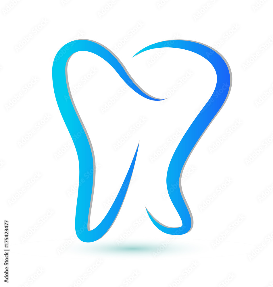 Blue silhouette dental tooth stylized icon vector Blue silhouette dental tooth stylized icon vector