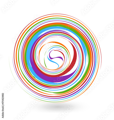 Abstract colorful swirly circle icon vector