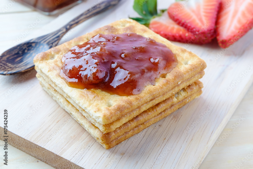 Crackers with jam Strawberry Crackers with jam Strawberry