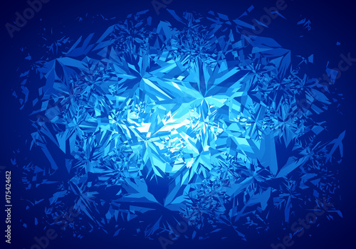 Winter blue frost pattern on white background