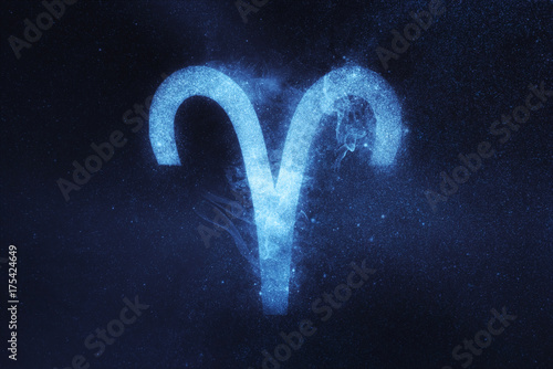 Aries Zodiac Sign. Abstract night sky background
