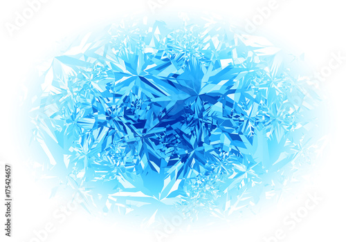 Winter blue frost pattern on white background