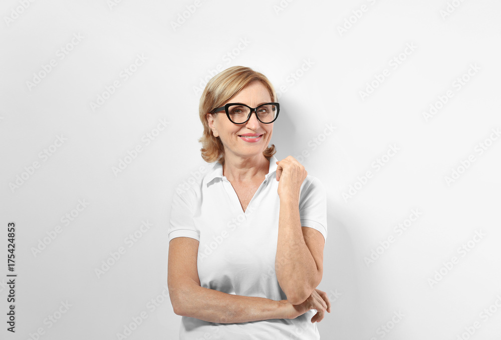 Beautiful mature woman on white background Beautiful mature woman on white background