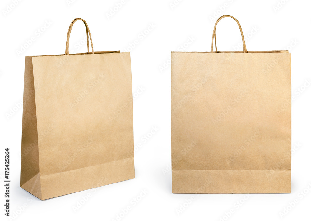 Blank brown paper bag isolated on white background Stock Photo | Adobe ...
