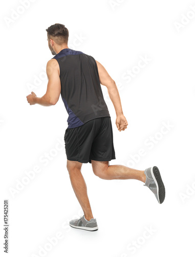 Young man in sportswear run...