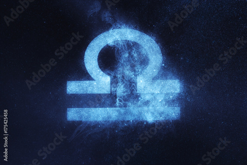 Libra Zodiac Sign. Abstract night sky background