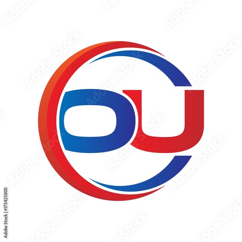 Free Download ou logo vector modern initial swoosh circle blue and red - GFXLoad