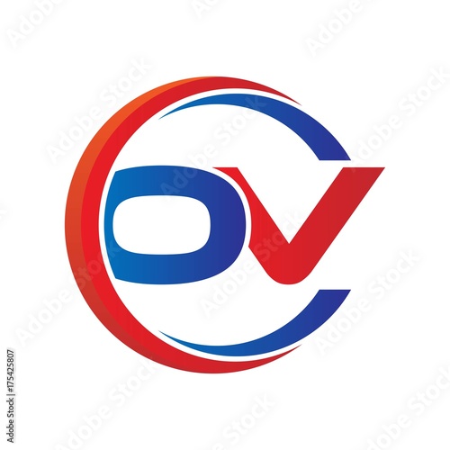 ov logo vector modern initial swoosh circle blue and red Free Download ov logo vector modern initial swoosh circle blue and red - GFXLoad