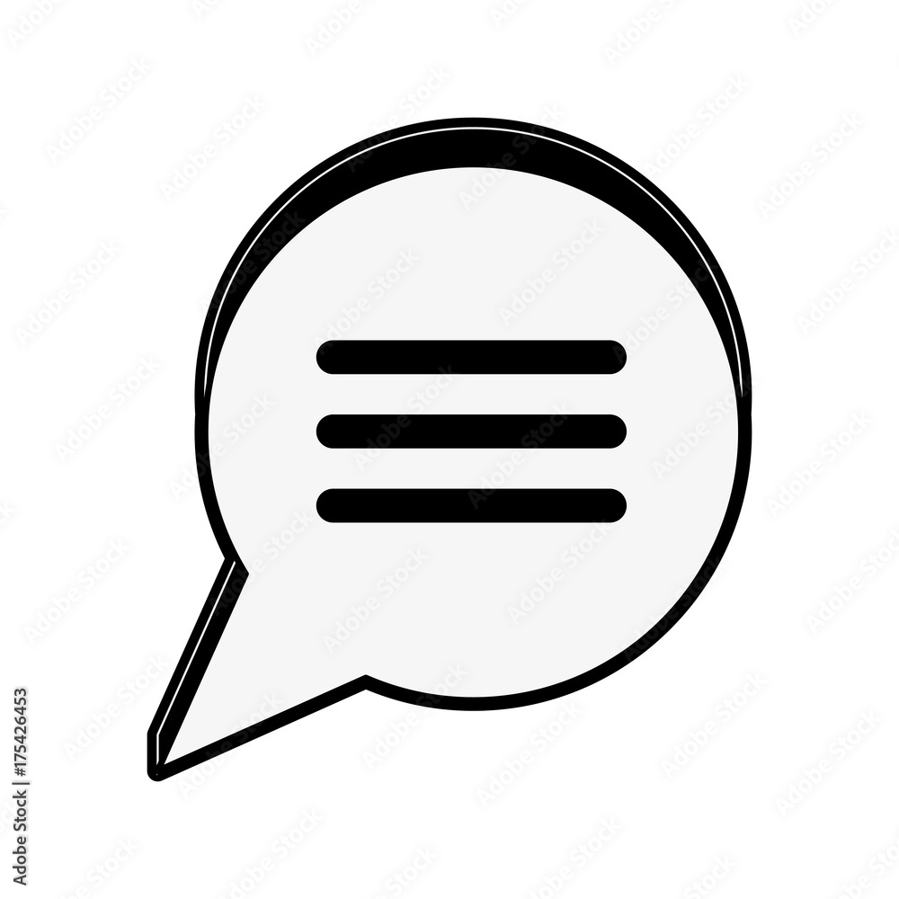 chat bubble with lines icon image vector illustration design  black and white