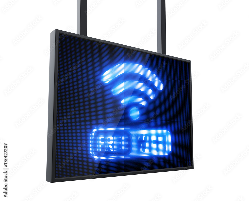 Free Wi-Fi led sign isolated on white background Free Wi-Fi led sign isolated on white background