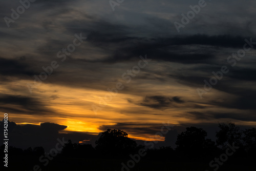Darkness and sunset over the countryside. © kaentian