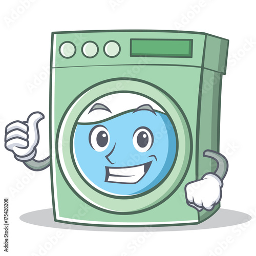 Thumbs up washing machine character cartoon
