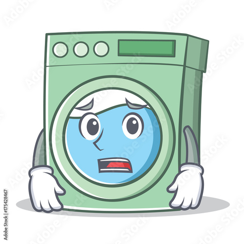 Afraid washing machine character cartoon