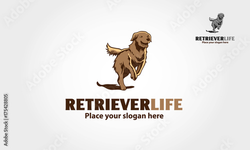 Retriever Life Vector Logo Illustration. This is an illustrative logo, the basic of the concept is a running retriever, it's try to symbolize a retriever life. 