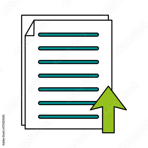 document with upload arrow icon image vector illustration design 