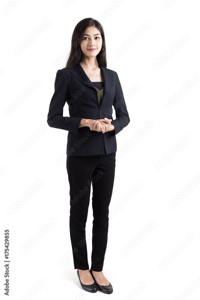 Asian Business Woman smiling, Woman stand and smile, isolated on white background, Woman working concept. Asian Business Woman smiling, Woman stand and smile, isolated on white background, Woman working concept.