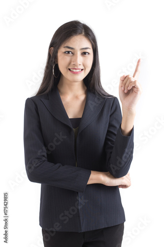 Asian Business Woman smiling, Woman stand and smile, isolated on white background, Woman working concept.