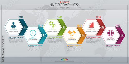 Infographic business horizontal timeline process chart template. Vector modern banner used for presentation and workflow layout diagram, web design. Abstract elements of graph options.