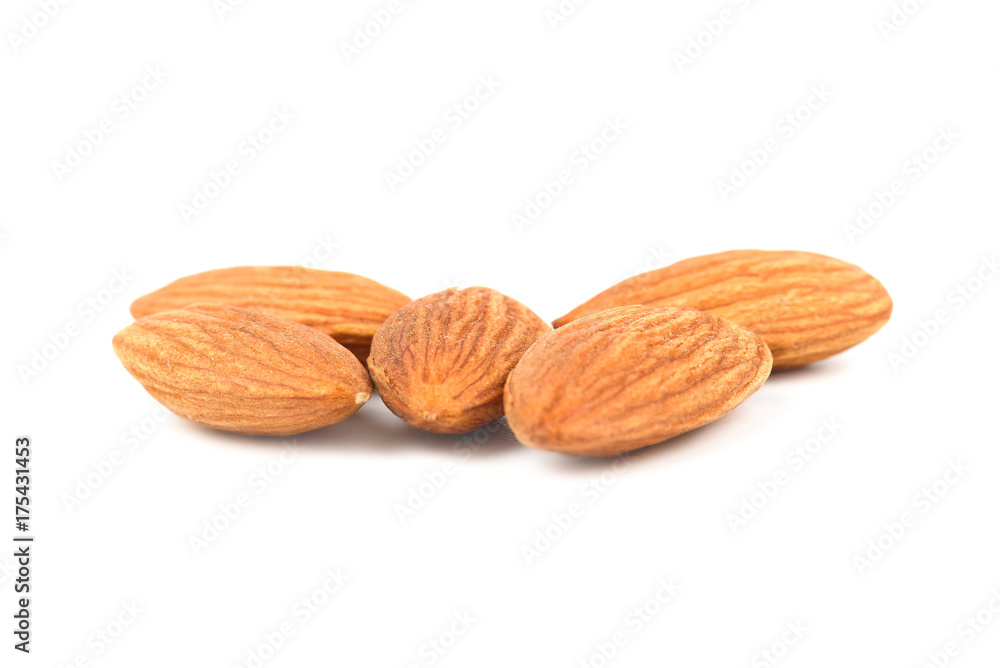 Closeup of almonds, isolated on the white background. Closeup of almonds, isolated on the white background.